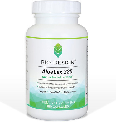 Bio-Design - Aloe Lax 225 Relief for Occasional Constipation, with 225mg Natural Aloe ferox, 180 CapsulesAloe Lax 225180 Count (Pack of 1)