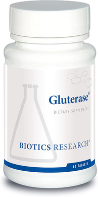 Biotics Research Gluterase Dietary Enzymes For Digesting Gluten, Specialized Enzyme Preparation, Tolerase, Gut-Supportive Nutrients, Okra, Marshmallow, Vitamin U Complex, 60 Tablets