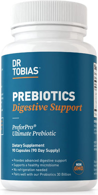 Dr. Tobias Prebiotics, Supports Digestion & Gut Health, Feed Good Probiotic Bacteria, Boost Gut Immune Function, Vegan & Non-Gmo Gut Health Supplements For Men And Women, 90 Capsules, 90 Servings90 Count (Pack Of 1)