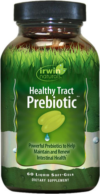 Irwin Naturals Healthy Tract Prebiotic - Powerful Daily Digestive Health Support & Probiotic Boost - Promotes Growth of Healthy Bacteria, Intestinal Health & Gut Balance - 60 Liquid Softgels