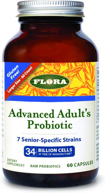 Flora - Advanced Adult'S Blend Probiotic, Seven Senior-Specific Strains, Gluten Free, Raw Probiotic With 34 Billion Cells, 60 Capsules
