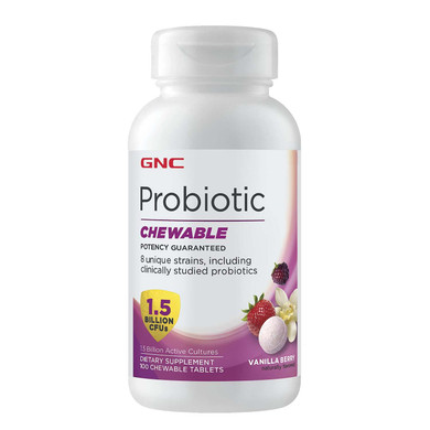 Gnc Probiotic Chewable With 1.5 Billion Cfus - Vanilla Berry, 100 Tablets, Daily Probiotic Support