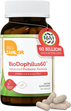 Zahler Biodophilus, 60 Billion Live Cultures Per Serving, Supports Digestive Health,Certified Kosher, 30 Capsules
