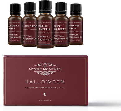 Mystic Moments | Halloween Fragrance Oil Gift Starter Pack 5X10Ml | Ghostly Walk, Hocus Pocus, Jack-O-Lantern, Trick Or Treat, Witches Brew | Perfect As A Gift
