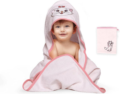 Disney Home Marie Cat Baby Hooded Towel Set Up To 5 Years, Soft And Absorbent, Oeko-Tex Certified, 2-Piece, Hooded Towel 80 X 80 Cm, Washcloth 15 X 20 Cm
Color: Marrie Cat