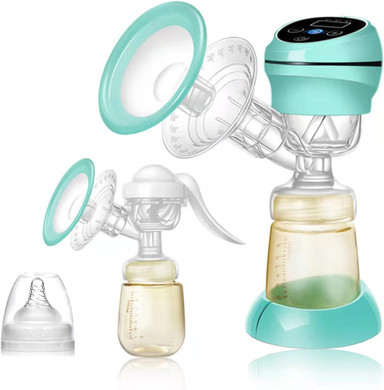 Electric Breast Pump Hand Breast Pump 2 In 1 Portable Electric Suction Pump With Soft Silicone Cushion And Ergonomic Pump Lever, High Pumping Capacity, Bpa Free