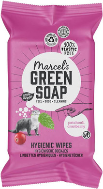 Marcel'S Green Soap Hygienic Moist Cleaning Wipes - Pack Of 60 - Patchouli & Cranberry - Plant Based - Environmentally Friendly Pink