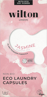 Wilton London Eco Friendly Laundry Capsules 22 Washes - 100% Plastic Free Packaging - Non-Bio - Plant-based Biodegradable Powder Formula - Essential Oils - Fresh and Longlasting Jasmine Scent