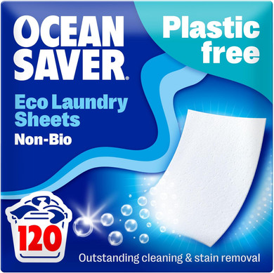 Oceansaver Eco Laundry Detergent Sheets - 120 Loads | Non-Bio, Eco-Friendly, Biodegradable & Freshly Scented | Zero-Waste & Removes Tough Stains | Vegan, Plastic & Cruelty-Free | Plant Based Formula

Size: 120 Washes