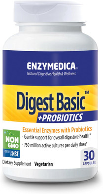 ENZYMEDICA - Digest Basic + Probiotics (30 Capsules) | Digestive Enzymes Supplements | Digestive Enzymes Blend with Probiotics, Nutrient Supplements, Gut Health Supplement, Easy Digest, Vegetarian