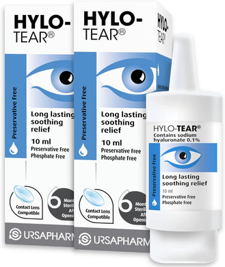 HYLO Tear - Double Pack  Preservative Free Eyedrops  Sodium Hyluronate 0.1%- Eye Drops to Lubricate Dry Eyes  2x10ml