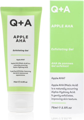Q+A Apple AHA Exfoliating Gel, naturally occurring Malic and Lactic Acid alongside Apple Fruit Extracts and Glycolic Acid for smoother, brighter skin (75ml)