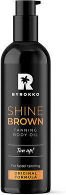 Byrokko Shine Brown Premium Xxl Tan Accelerator Oil, For Sunbed & Outdoor Sun,Tanning Achieve A Natural Tan With Natural Ingredients. Coconut Oil, Walnut Oil, Hazelnut Oil, (150 Ml)