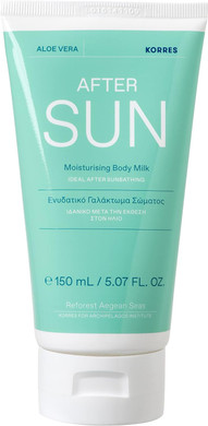 Korres Aloe Vera Moisturising Body Milk, After Sun Care For All Skin Types, Vegan, 150 Ml