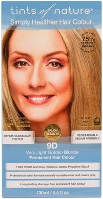 Tints Of Nature 9D Very Light Golden Blonde Permanent Hair Dye, Nourishes Hair And Covers Greys, Ammonia-Free, 130Ml