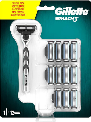 Gillette Mach3 Razor for Men with Lubricated Strips + 12 Refill Blades