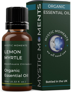 Mystic Moments | Organic Lemon Myrtle Essential Oil 10ml - Pure & Natural Oil for Diffusers, Aromatherapy & Massage Blends Vegan GMO Free