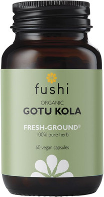 Fushi Organic Gotu Kola Capsules, 60 Caps | Fresh-Ground Whole Food | Ayurvedic Herb for Memory & Concentration | Helps Skin Problems, Varicose Veins & Wounds | Ethical & Vegan | Made in the UK