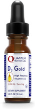 Quantum D3 Gold - Liquid Vitamin D3 Drops - Supports Teeth, Bone Strength, And Optimal Immune Support* - D3 Vitamin 1,000 Iu Per Drop - 0.43 Fl. Oz