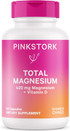 Pink Stork Magnesium Supplement For Women With Vitamin D - Mood, Natural Calm & Energy Levels - Digestion, Heartburn, & Constipation Support For Pregnancy - Breastfeeding Friendly - 60 Capsules