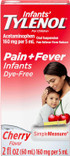 Tylenol Infants Oral Suspension With 160 Mg Acetaminophen, Pain And Fever Relief For Sore Throat, Headache, And Toothache Liquid Medicine For Kids, Dye-Free, Cherry Flavor, 2 Fl Oz