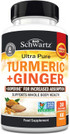 Organic Turmeric Curcumin And Ginger - 95% Standardized Curcuminoids With Bioperine Black Pepper Extract For Ultra High Absorption - Natural Joint Support Supplement - Gluten-Free - 60 Capsules