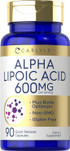 Carlyle Alpha Lipoic Acid 600Mg | Plus Biotin Optimizer | 90 Capsules | Non-Gmo & Gluten Free Supplement