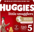 Huggies Size 5 Diapers, Little Snugglers Baby Diapers, Size 5 (27+ Lbs), 120 Ct (2 Packs Of 60)