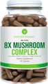 Antler Farms - 100% Pure 8X Mushroom Complex, Equiv. To 12,600Mg - Organic Five Mushroom Blend Of Concentrated 8:1 Extracts - Lion'S Mane, Reishi, Cordyceps, Chaga, Turkey Tail, Fruiting Bodies Only