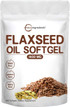 Flaxseed Oil 1400Mg Softgels, 300 Counts | W/ 700Mg Ala Omega 3, Cold Pressed, Rich In Fatty Acids, Alpha Linolenic Acid, Support Heart Health & Immune System | Non-Gmo, No Gluten - 300 Servings