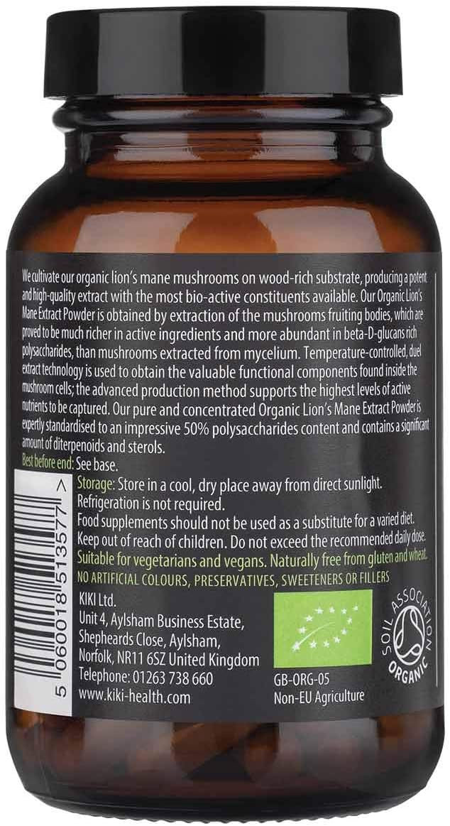 Kiki Health Organic Lion'S Mane Mushroom Extract - 60 Vegicaps