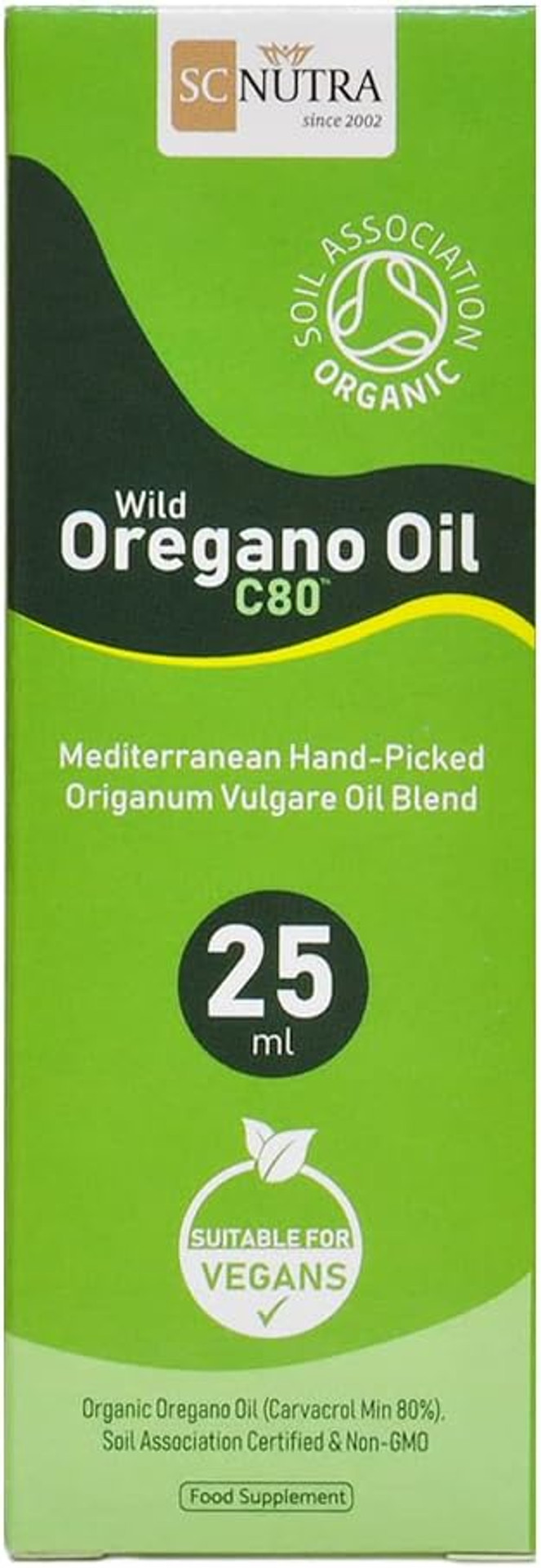 Organic Oregano Oil 25Ml (175 Servings) From Finest Hand-Picked Organic Mediterranean Wild Oregano Leaves, Certified By The Soil Association Uk