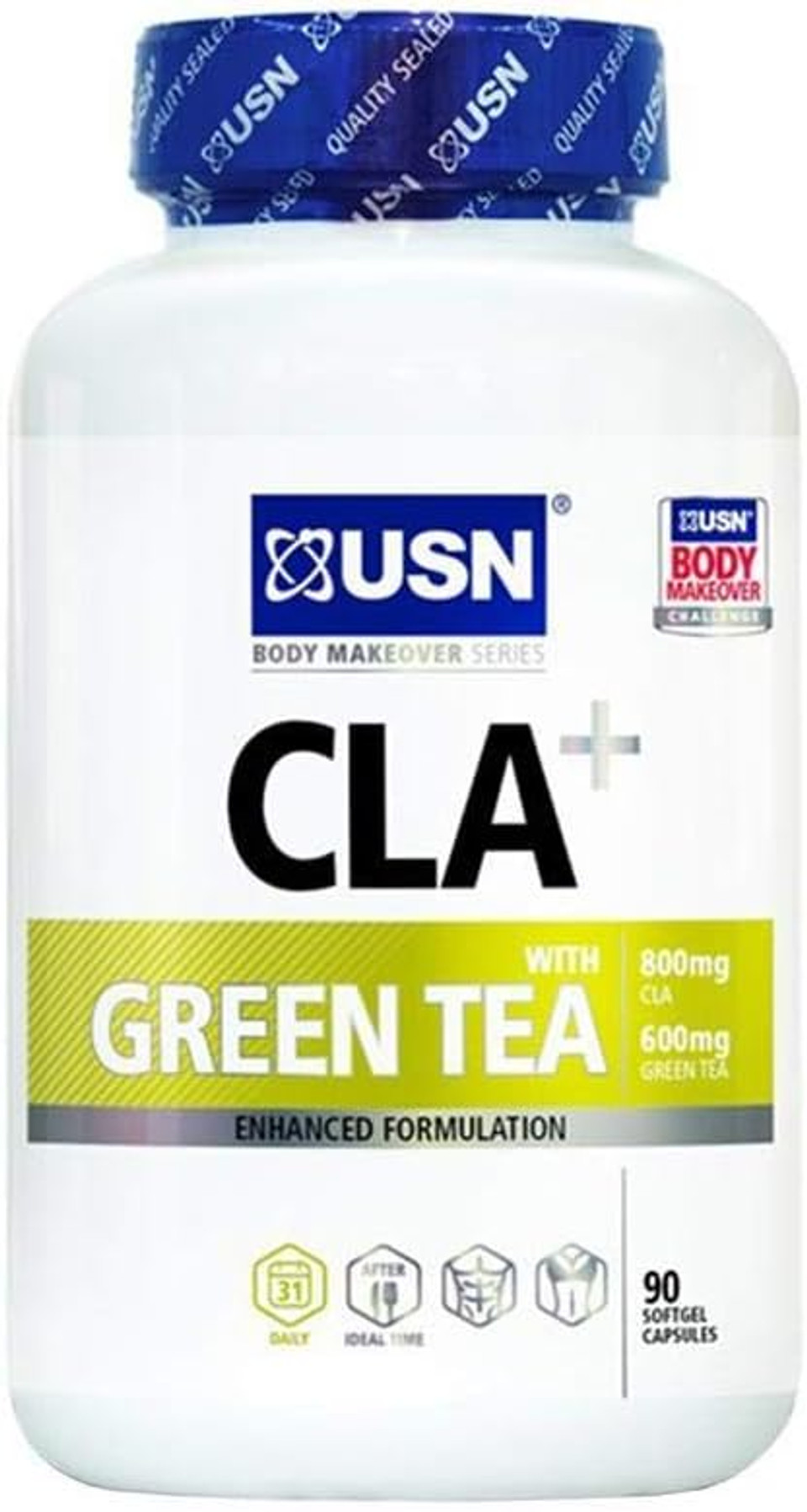 Usn Cla Green Tea, Weight Loss 800 Mg Cla, 600 Mg Green Tea, 90 Soft Gel Capsules