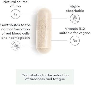 Iron+ Supplements  Energy Tablets with Koji Fermented Iron and Vitamin B12  28 Day Supply  Blood Supplement for Normal Formation of Red Blood Cells  Vitamins for Tiredness by FutureYou Cambridge