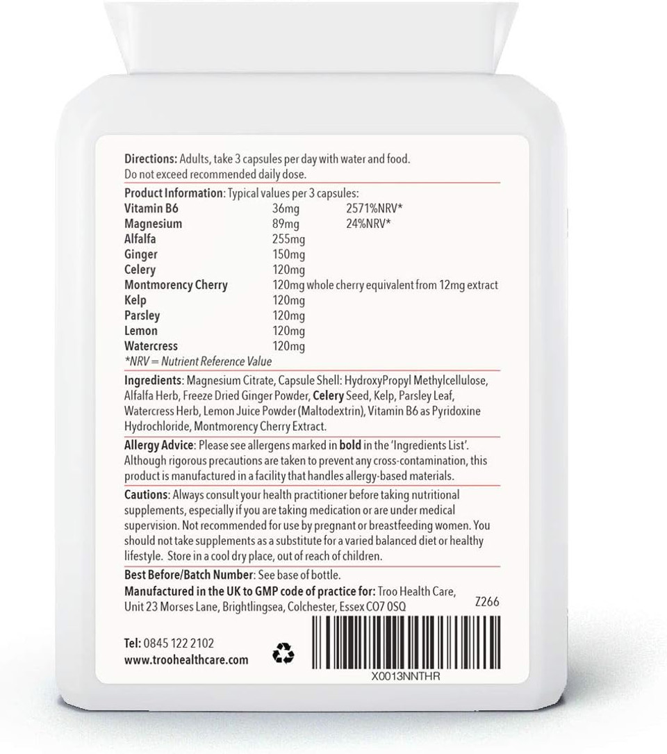 Troo Aqualiberate 90 Capsules - Electrolyte And Hormonal Balance Supplement For Women - Botanical Blend With Magnesium And Vitamin B6 - Uk Manufactured To Gmp Standard Troo Aqualiberate 90 Capsules - Electrolyte And Hormonal Balance Supplement For Women - Botanical Blend With Magnesium And Vitamin B6 - Uk Manufactured To Gmp Standard