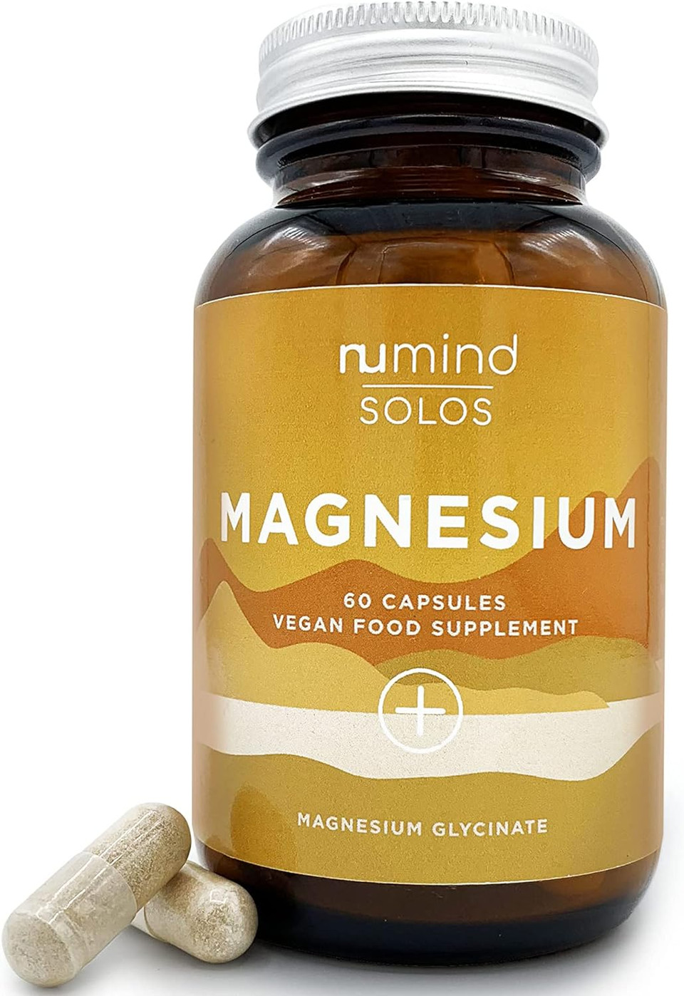 Natural Super Strength Magnesium Glycinate 250Mg | Vegan | Bioavailability | Anxiety & Stress Relief Supplement | Improve Sleep | Nu Mind Wellness Solos | 60 Capsules