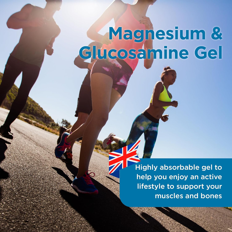 Healthspan Magnesium & Glucosamine Gel | 150ml | Highly Absorbable | Non-Sticky | Non-Greasy | Capsicum | Cooling Eucalyptus Oil | Peppermint Oil | Pure Oil of Wintergreen | Gelatin Free
