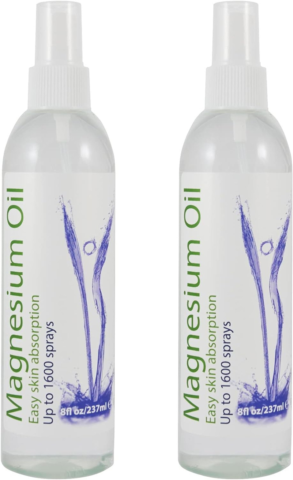 2X Magnesium Oil Spray | Pharmaceutical Grade | High Potent 27.5% Concentration | 2X 8 Fl Oz / 2X 237 Ml, Two Pack/Two Bottles/Two Count | Heiltropfenã¢Â®