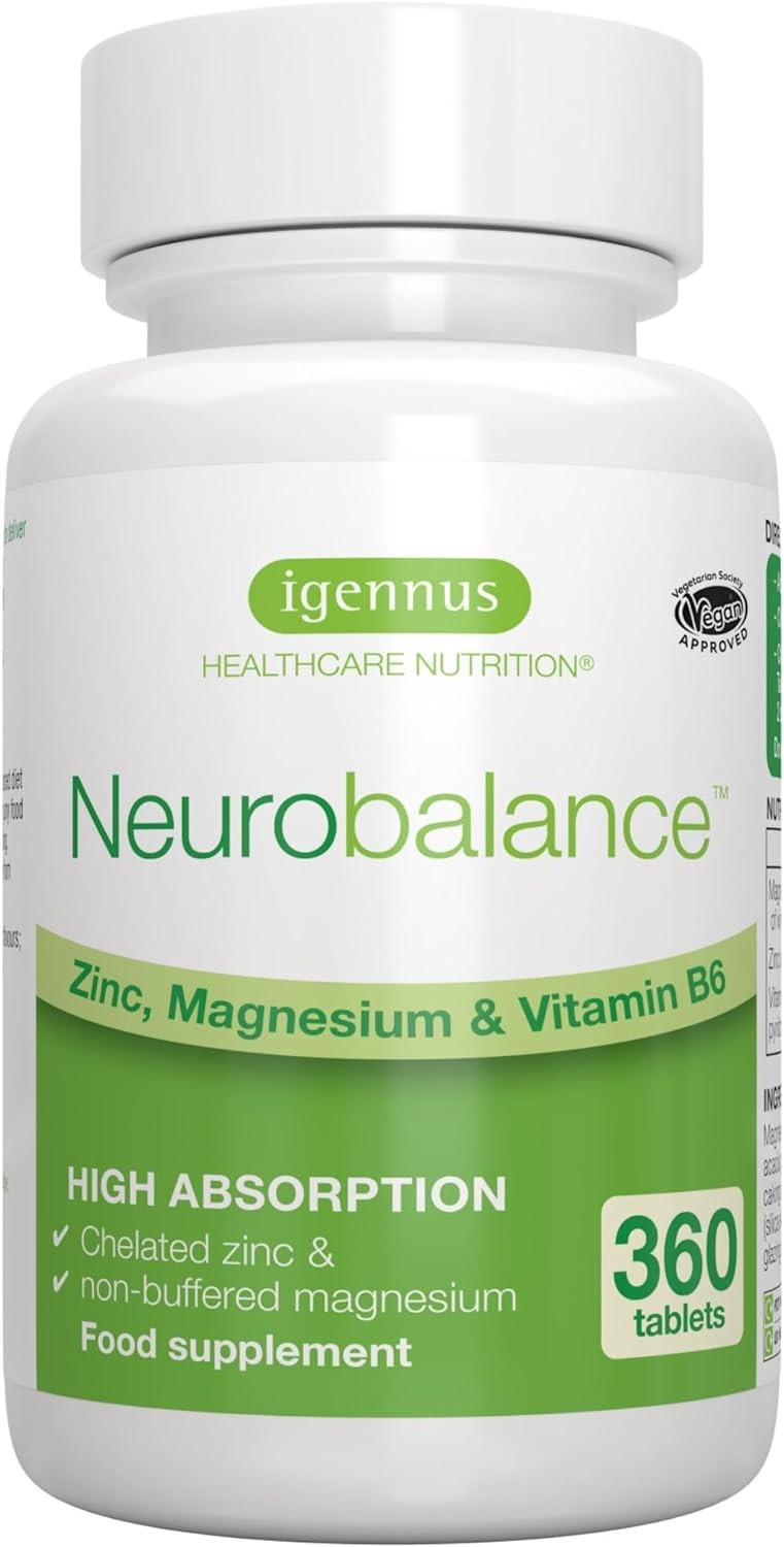 Neurobalance, Zinc Picolinate, Magnesium Citrate & Vitamin B6, Clean Label, 360 Small Tablets, Zinc And Magnesium Tablets, Brain Booster, Concentration, Kids & Adults, 90-360 Servings, By Igennus

Size: 360 Count (Pack Of 1)