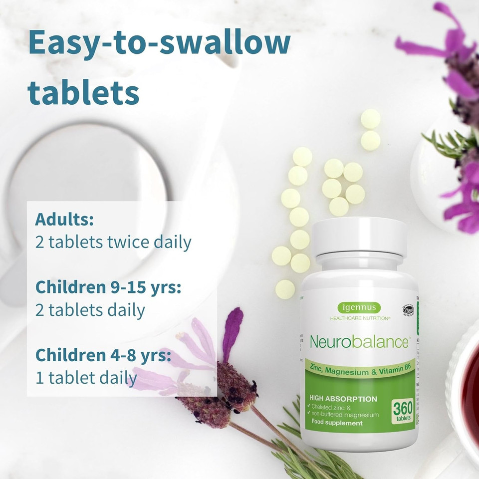 Neurobalance, Zinc Picolinate, Magnesium Citrate & Vitamin B6, Clean Label, 360 Small Tablets, Zinc And Magnesium Tablets, Brain Booster, Concentration, Kids & Adults, 90-360 Servings, By Igennus

Size: 360 Count (Pack Of 1)