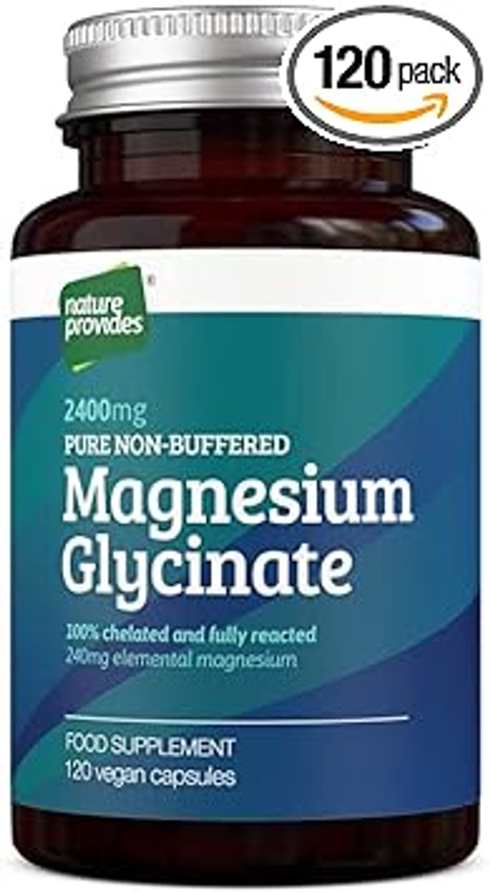 Magnesium Glycinate (Bisglycinate) 2,400Mg, 120 Vegan Capsules, 100% Pure, Non-Buffered, Chelated And Highly Bioavailable. Made In The Uk. No Fillers Or Flow Agents
