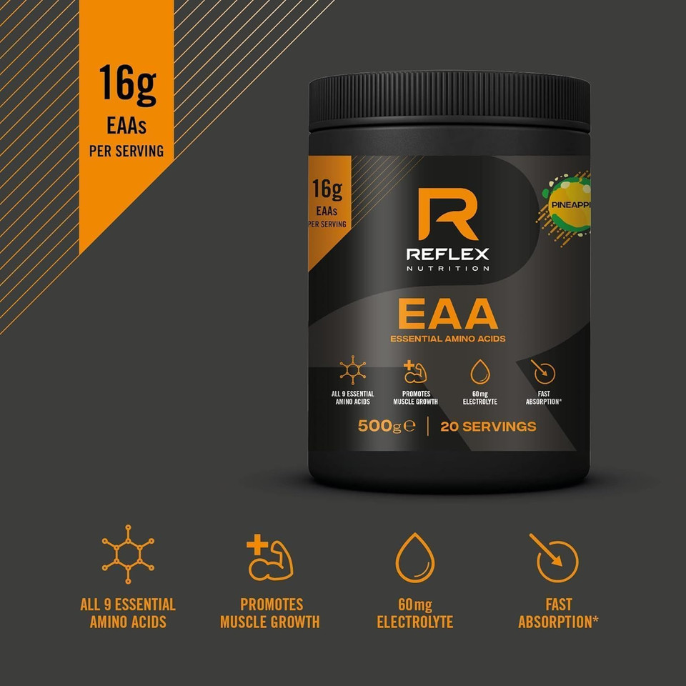Reflex Nutrition Premium Eaa | All 9 Of Essential Amino Acids | Added Vitamin B6, Piperine & Magnesium | (500G) (Watermelon)