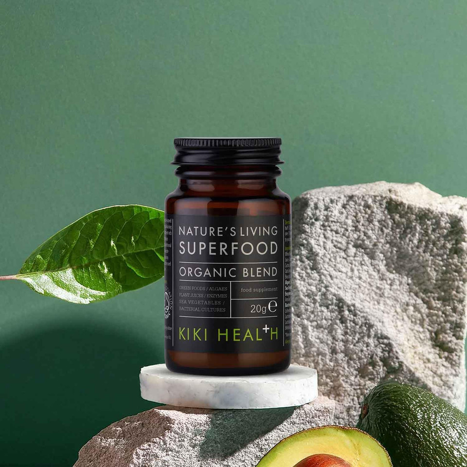 KIKI Health Nature's Living Superfood 20g - Immune System Support - Blend of Raw Green Foods & Plant Juices - Contains 36 Alkalising Ingredients - Gluten Free - Suitable for Vegetarians & Vegans