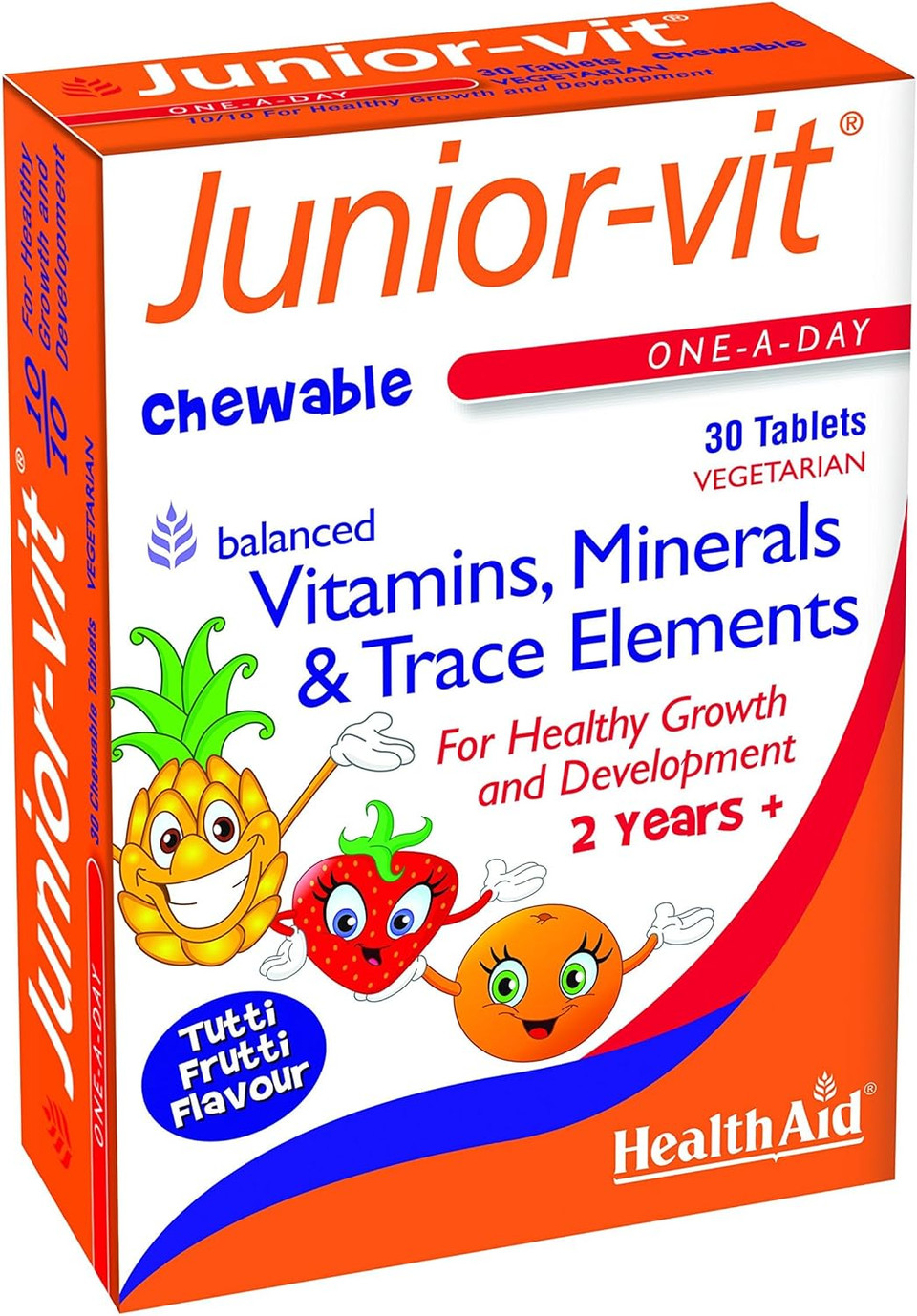 HealthAid Junior-VIT Chewable Multivitamins, 30 Vegetarian Tablets, Pack of 1