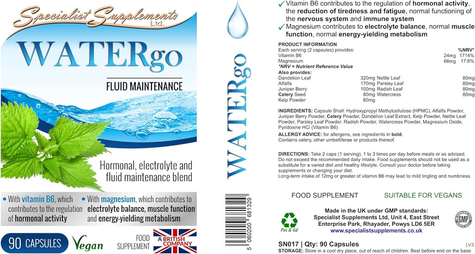 Specialist Supplements Watergo Fluid Maintenance 90 Capsules