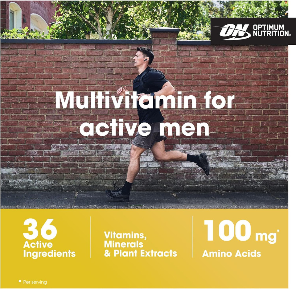 Optimum Nutrition Opti-Men Multi-Vitamin Supplements for Men with Vitamin D, Vitamin C, Vitamin B6 and Amino Acids, Unflavoured, 30 Servings, 90 Capsules