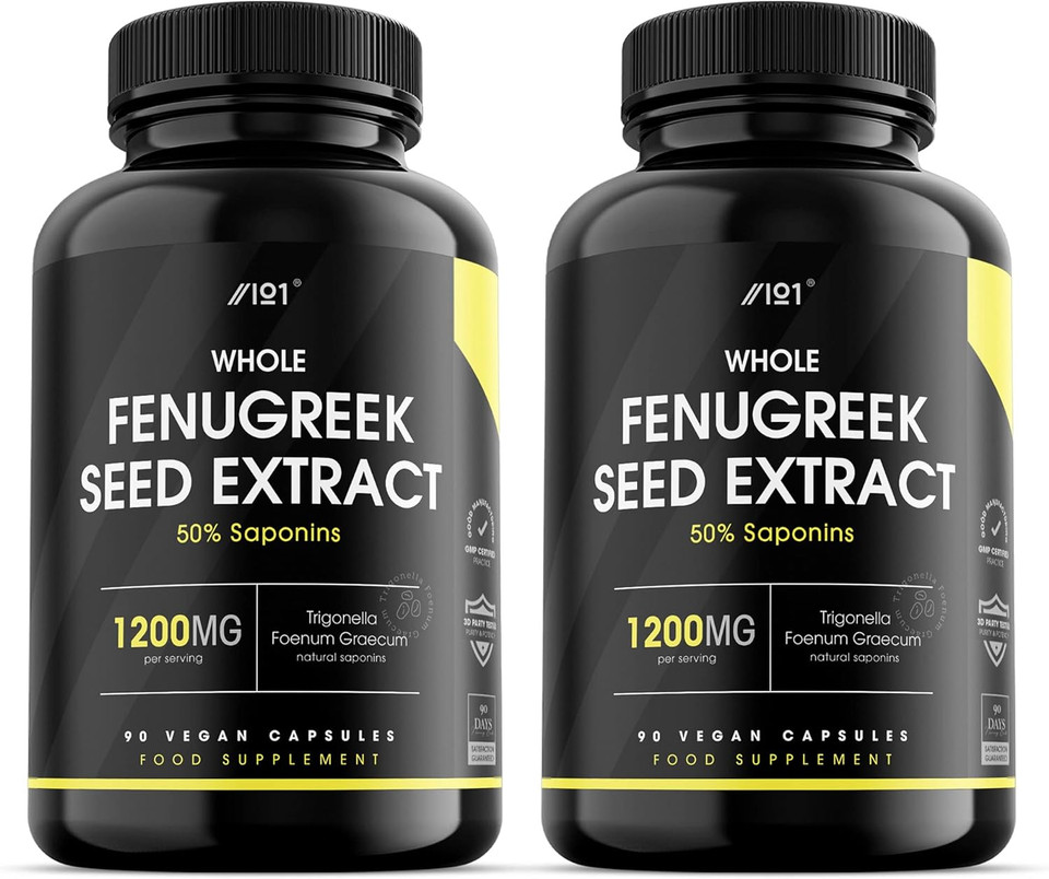 Whole Fenugreek Seed Extract Capsules - 1200Mg - Trigonella Foenum Graecum - Non-Gmo, Gluten Free, 90 Vegan Caps (2 Pack)