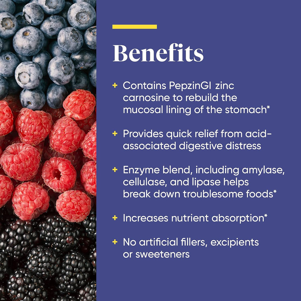 Enzymedica - Acid Soothe (60 Chewable Tablets) | Berry Flavour | Digestive Support Enzymes Supplements | Digestive Enzymes Blend For Acid Reflux And Heartburn, Nutrient Supplements, Vegan

Size: 60 Count (Pack Of 1)