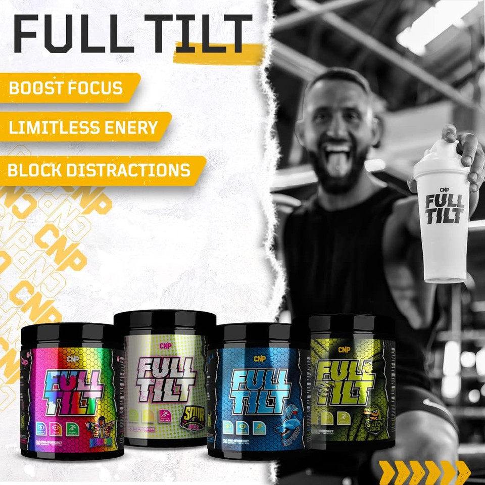 Cnp Professional Cnp Professional Full Tilt, Strong Pre-Workout, Stimulant & Nootropic For Energy & Focus, 30 Servings, 4 Exclusive Flavours (Bubble Guns)