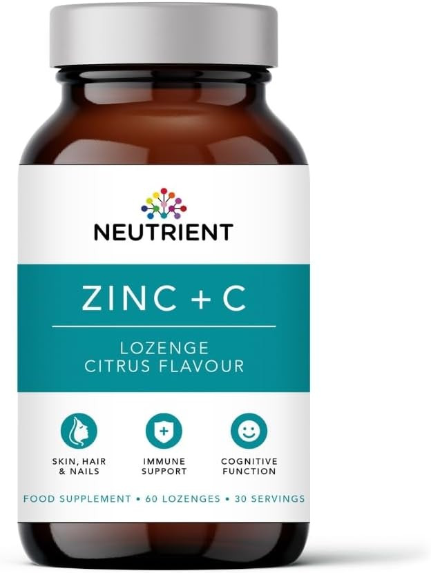 Neutrient Zinc Supplements - Bioactive Zinc Acetate with Added Vitamin C - Easy to Use Citrus Flavoured Lozenge
